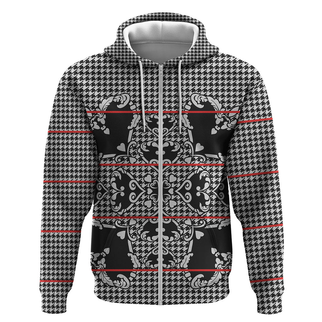 Charcoal Black Hearts Crown Traditional Geometry Hoodie Seanamarena Basotho Blanket Inspired