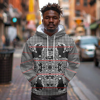 Charcoal Black Hearts Crown Traditional Geometry Hoodie Seanamarena Basotho Blanket Inspired