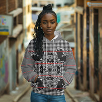 Charcoal Black Hearts Crown Traditional Geometry Hoodie Seanamarena Basotho Blanket Inspired