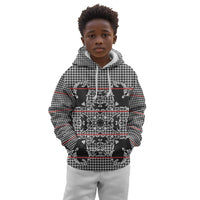 Charcoal Black Hearts Crown Traditional Geometry Kid Hoodie Seanamarena Basotho Blanket Inspired