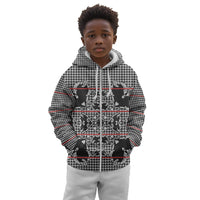 Charcoal Black Hearts Crown Traditional Geometry Kid Hoodie Seanamarena Basotho Blanket Inspired