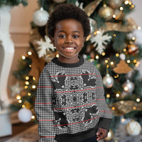 Charcoal Black Hearts Crown Traditional Geometry Kid Ugly Christmas Sweater Seanamarena Basotho Blanket Inspired