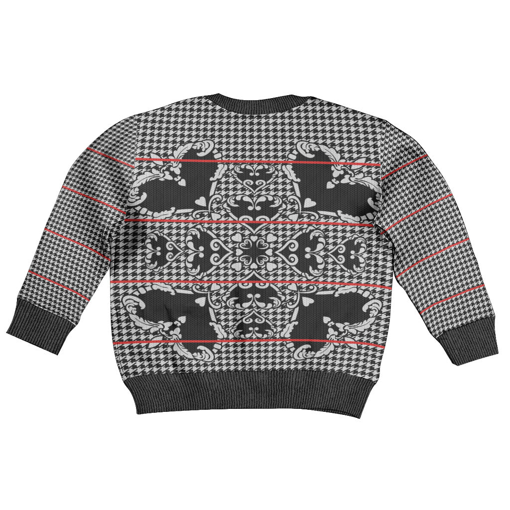 Charcoal Black Hearts Crown Traditional Geometry Kid Ugly Christmas Sweater Seanamarena Basotho Blanket Inspired
