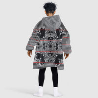 Charcoal Black Hearts Crown Traditional Geometry Kid Wearable Blanket Hoodie Seanamarena Basotho Blanket Inspired