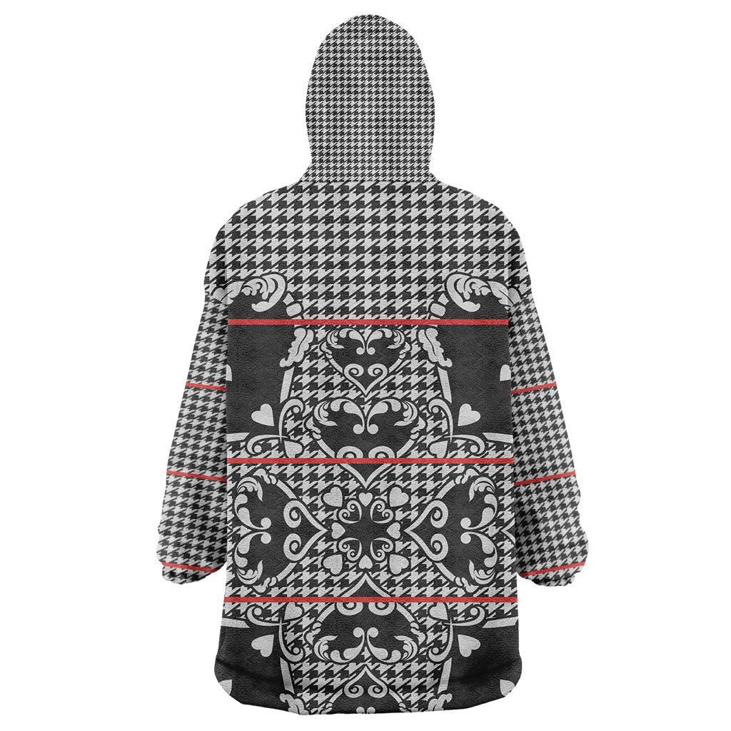 Charcoal Black Hearts Crown Traditional Geometry Kid Wearable Blanket Hoodie Seanamarena Basotho Blanket Inspired