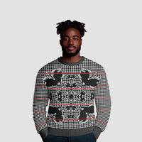 Charcoal Black Hearts Crown Traditional Geometry Ugly Christmas Sweater Seanamarena Basotho Blanket Inspired