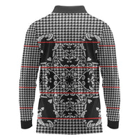 Charcoal Black Hearts Crown Traditional Geometry Long Sleeve Polo Shirt Seanamarena Basotho Blanket Inspired