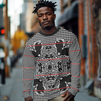 Charcoal Black Hearts Crown Traditional Geometry Long Sleeve Shirt Seanamarena Basotho Blanket Inspired