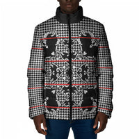 Charcoal Black Hearts Crown Traditional Geometry Padded Jacket Seanamarena Basotho Blanket Inspired
