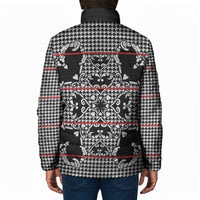 Charcoal Black Hearts Crown Traditional Geometry Padded Jacket Seanamarena Basotho Blanket Inspired