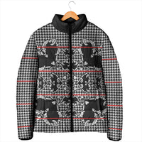 Charcoal Black Hearts Crown Traditional Geometry Padded Jacket Seanamarena Basotho Blanket Inspired