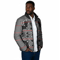 Charcoal Black Hearts Crown Traditional Geometry Padded Jacket Seanamarena Basotho Blanket Inspired
