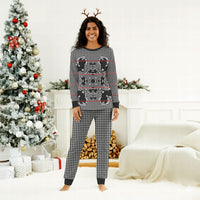Charcoal Black Hearts Crown Traditional Geometry Christmas Pajama Set Seanamarena Basotho Blanket Inspired