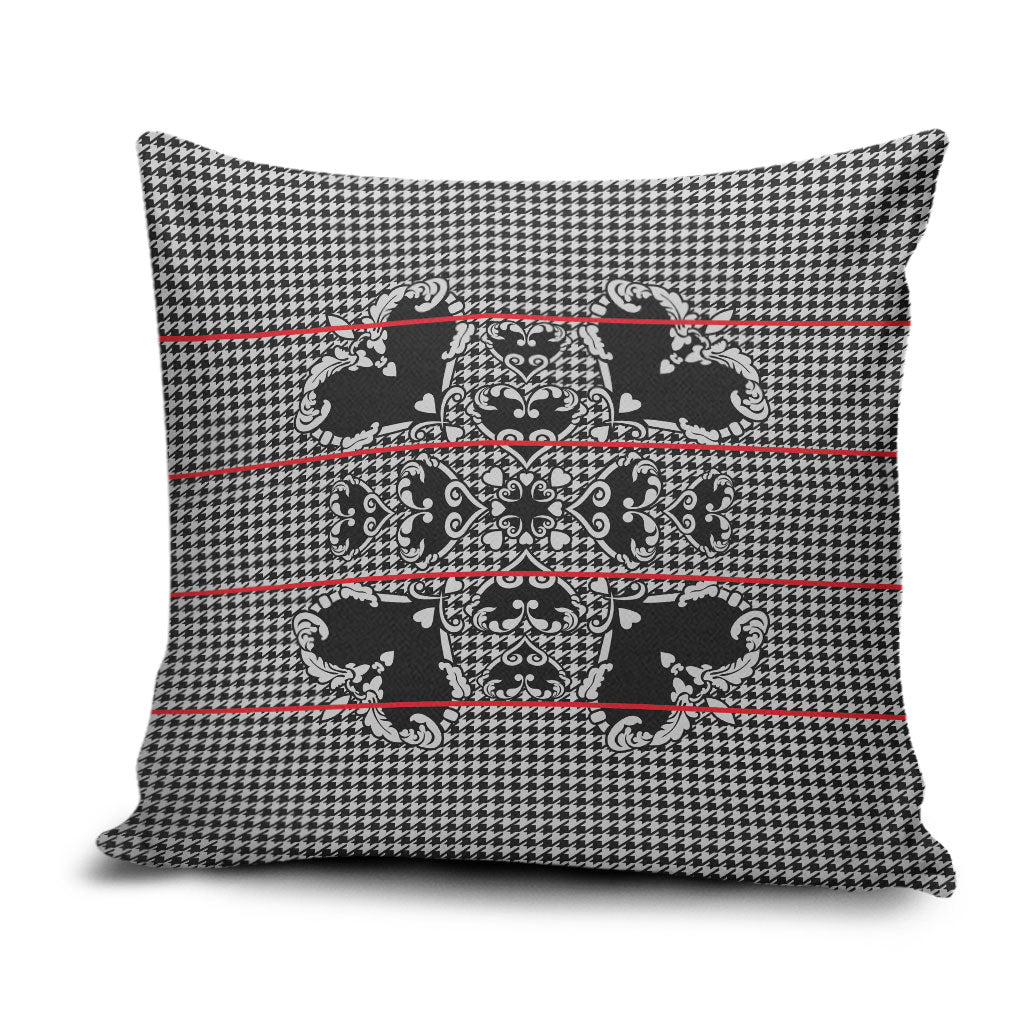 Charcoal Black Hearts Crown Traditional Geometry Pillow Cover Seanamarena Basotho Blanket Inspired