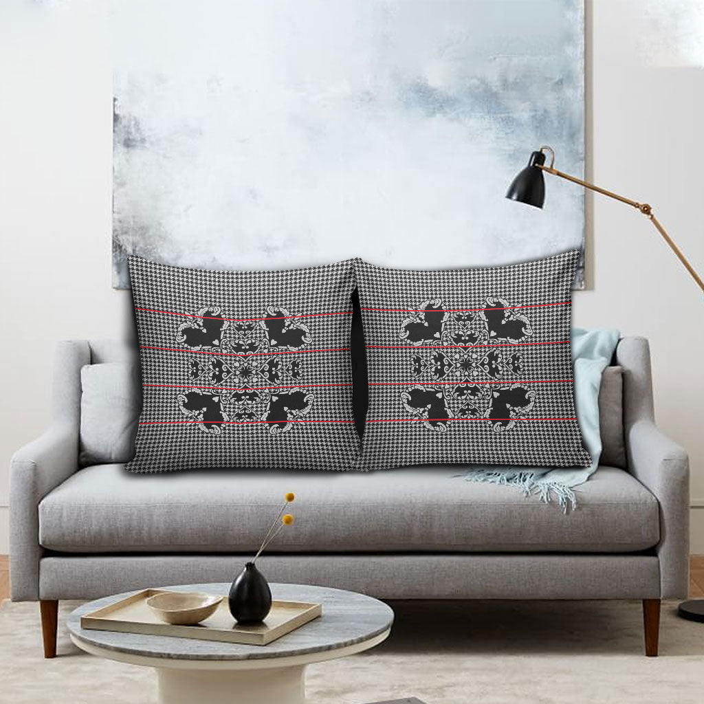 Charcoal Black Hearts Crown Traditional Geometry Pillow Cover Seanamarena Basotho Blanket Inspired