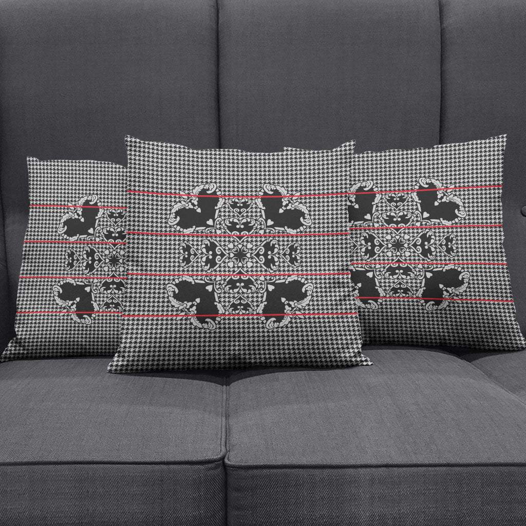 Charcoal Black Hearts Crown Traditional Geometry Pillow Cover Seanamarena Basotho Blanket Inspired