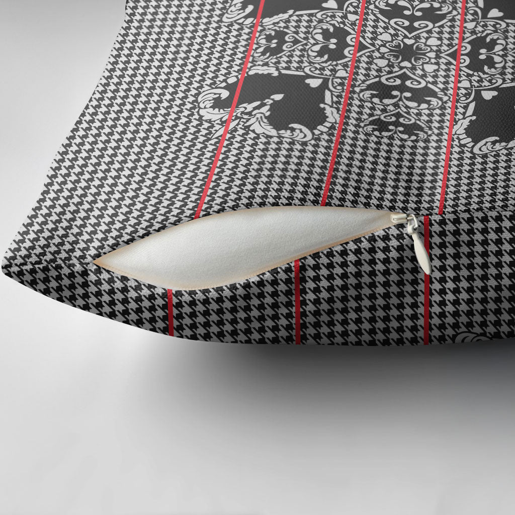 Charcoal Black Hearts Crown Traditional Geometry Pillow Cover Seanamarena Basotho Blanket Inspired