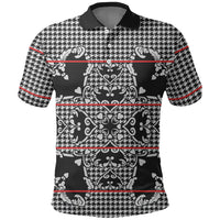 Charcoal Black Hearts Crown Traditional Geometry Polo Shirt Seanamarena Basotho Blanket Inspired