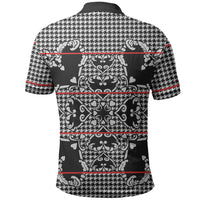 Charcoal Black Hearts Crown Traditional Geometry Polo Shirt Seanamarena Basotho Blanket Inspired