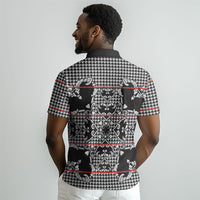 Charcoal Black Hearts Crown Traditional Geometry Polo Shirt Seanamarena Basotho Blanket Inspired
