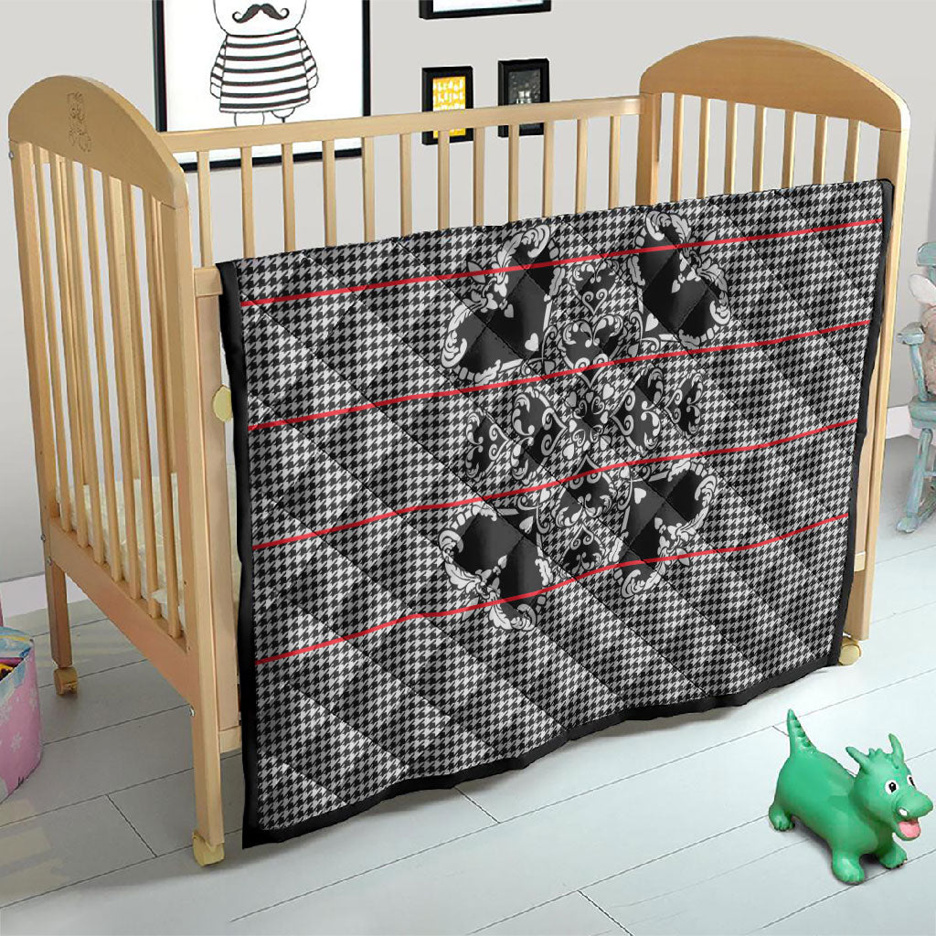 Charcoal Black Hearts Crown Traditional Geometry Quilt Seanamarena Basotho Blanket Inspired