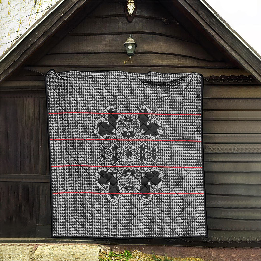 Charcoal Black Hearts Crown Traditional Geometry Quilt Seanamarena Basotho Blanket Inspired