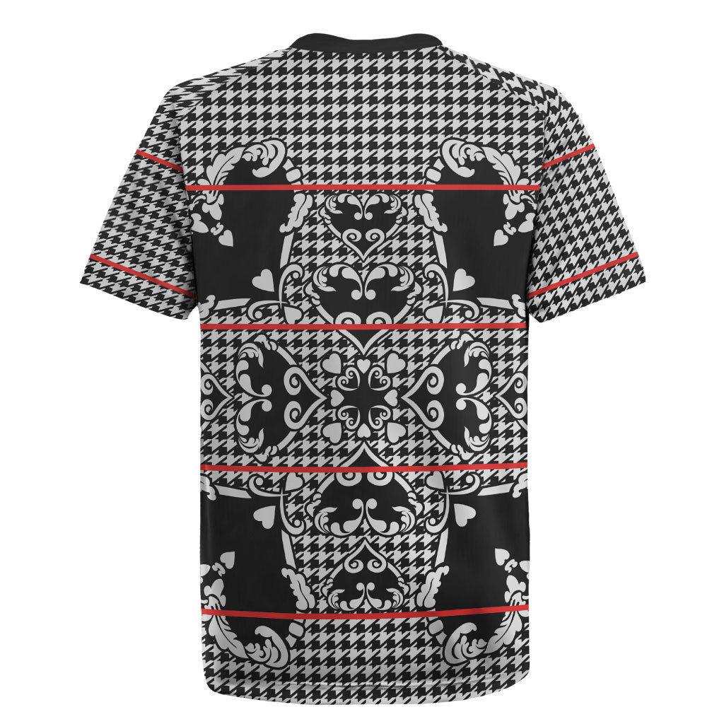 Charcoal Black Hearts Crown Traditional Geometry Rugby Jersey Seanamarena Basotho Blanket Inspired