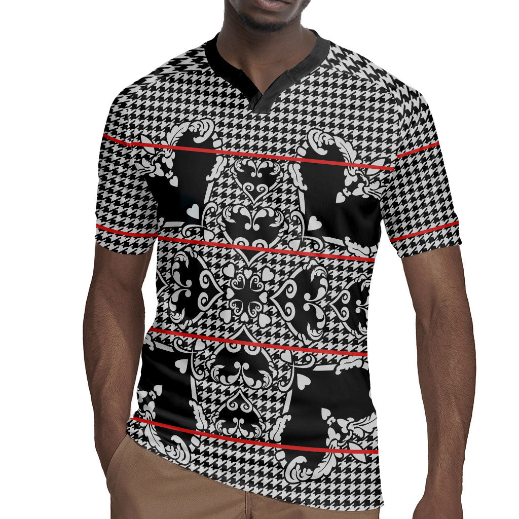 Charcoal Black Hearts Crown Traditional Geometry Rugby Jersey Seanamarena Basotho Blanket Inspired