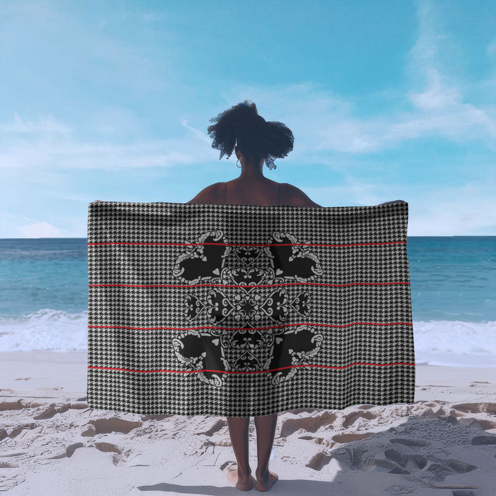 Charcoal Black Hearts Crown Traditional Geometry Sarong Seanamarena Basotho Blanket Inspired
