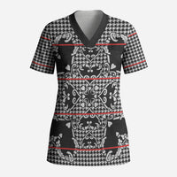Charcoal Black Hearts Crown Traditional Geometry Scrub Top Seanamarena Basotho Blanket Inspired