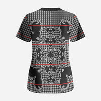 Charcoal Black Hearts Crown Traditional Geometry Scrub Top Seanamarena Basotho Blanket Inspired