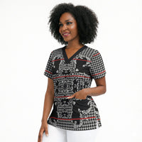 Charcoal Black Hearts Crown Traditional Geometry Scrub Top Seanamarena Basotho Blanket Inspired