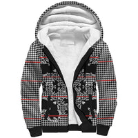 Charcoal Black Hearts Crown Traditional Geometry Sherpa Hoodie Seanamarena Basotho Blanket Inspired