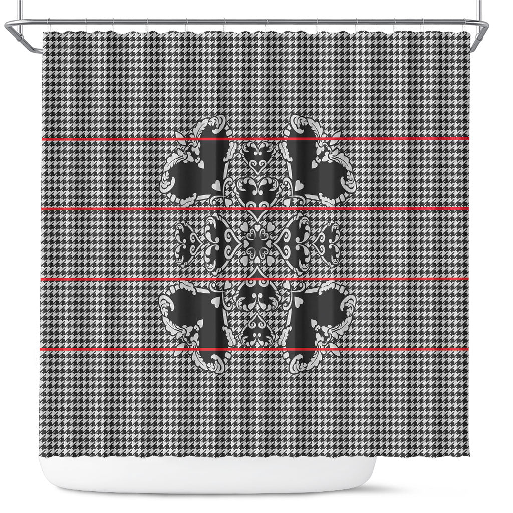 Charcoal Black Hearts Crown Traditional Geometry Shower Curtain Seanamarena Basotho Blanket Inspired