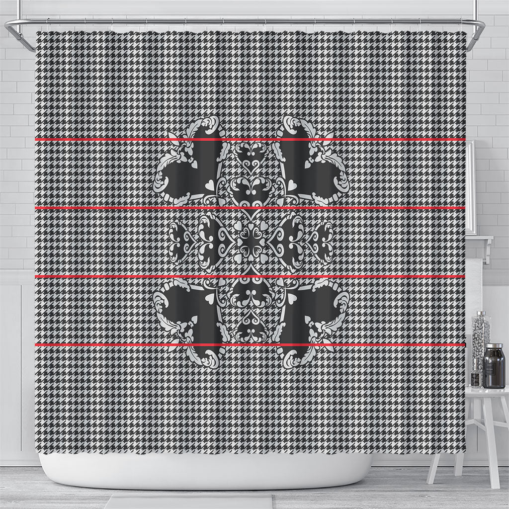 Charcoal Black Hearts Crown Traditional Geometry Shower Curtain Seanamarena Basotho Blanket Inspired