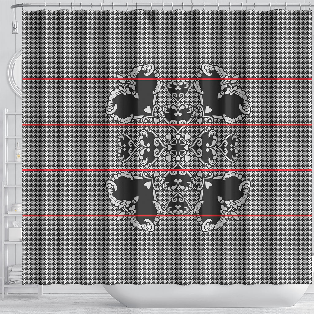 Charcoal Black Hearts Crown Traditional Geometry Shower Curtain Seanamarena Basotho Blanket Inspired