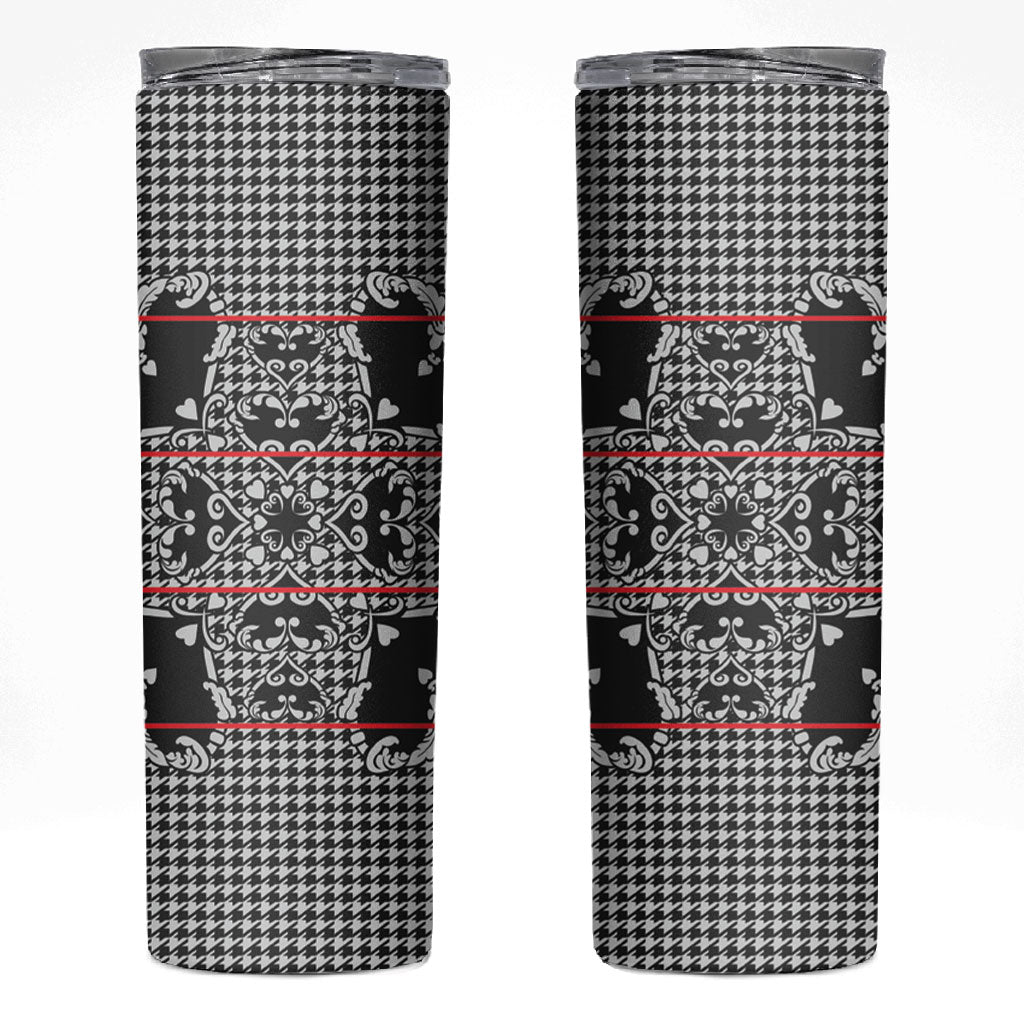 Charcoal Black Hearts Crown Traditional Geometry Skinny Tumbler Seanamarena Basotho Blanket Inspired