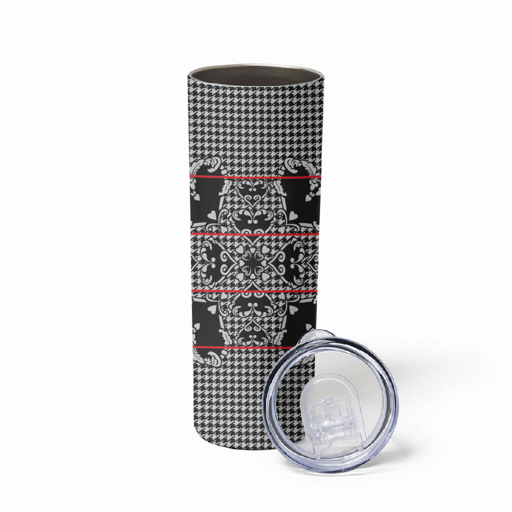 Charcoal Black Hearts Crown Traditional Geometry Skinny Tumbler Seanamarena Basotho Blanket Inspired