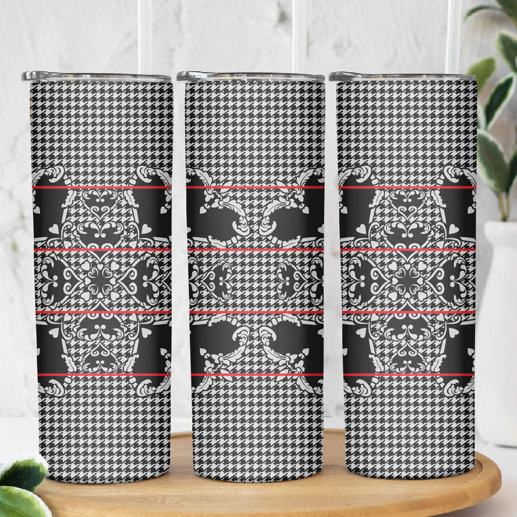 Charcoal Black Hearts Crown Traditional Geometry Skinny Tumbler Seanamarena Basotho Blanket Inspired