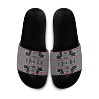 Charcoal Black Hearts Crown Traditional Geometry Slide Sandals Seanamarena Basotho Blanket Inspired
