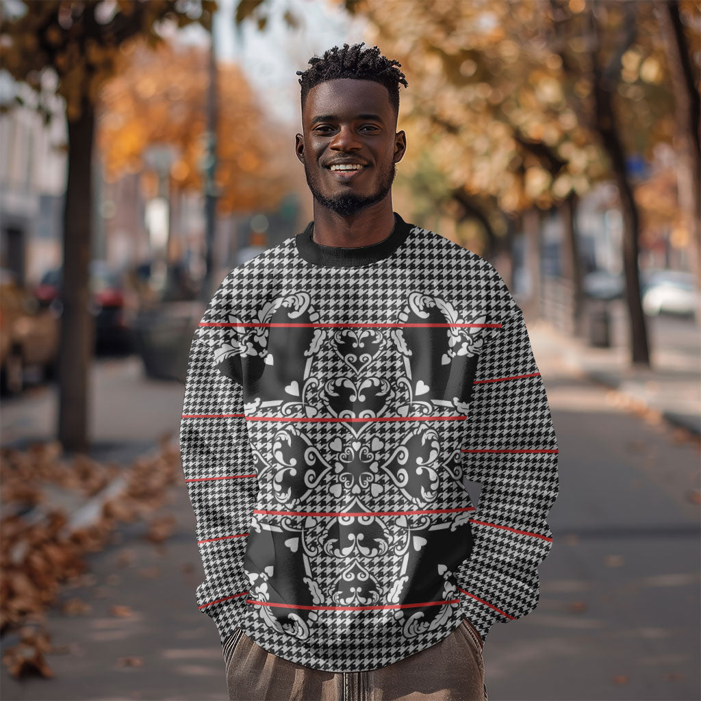 Charcoal Black Hearts Crown Traditional Geometry Sweatshirt Seanamarena Basotho Blanket Inspired