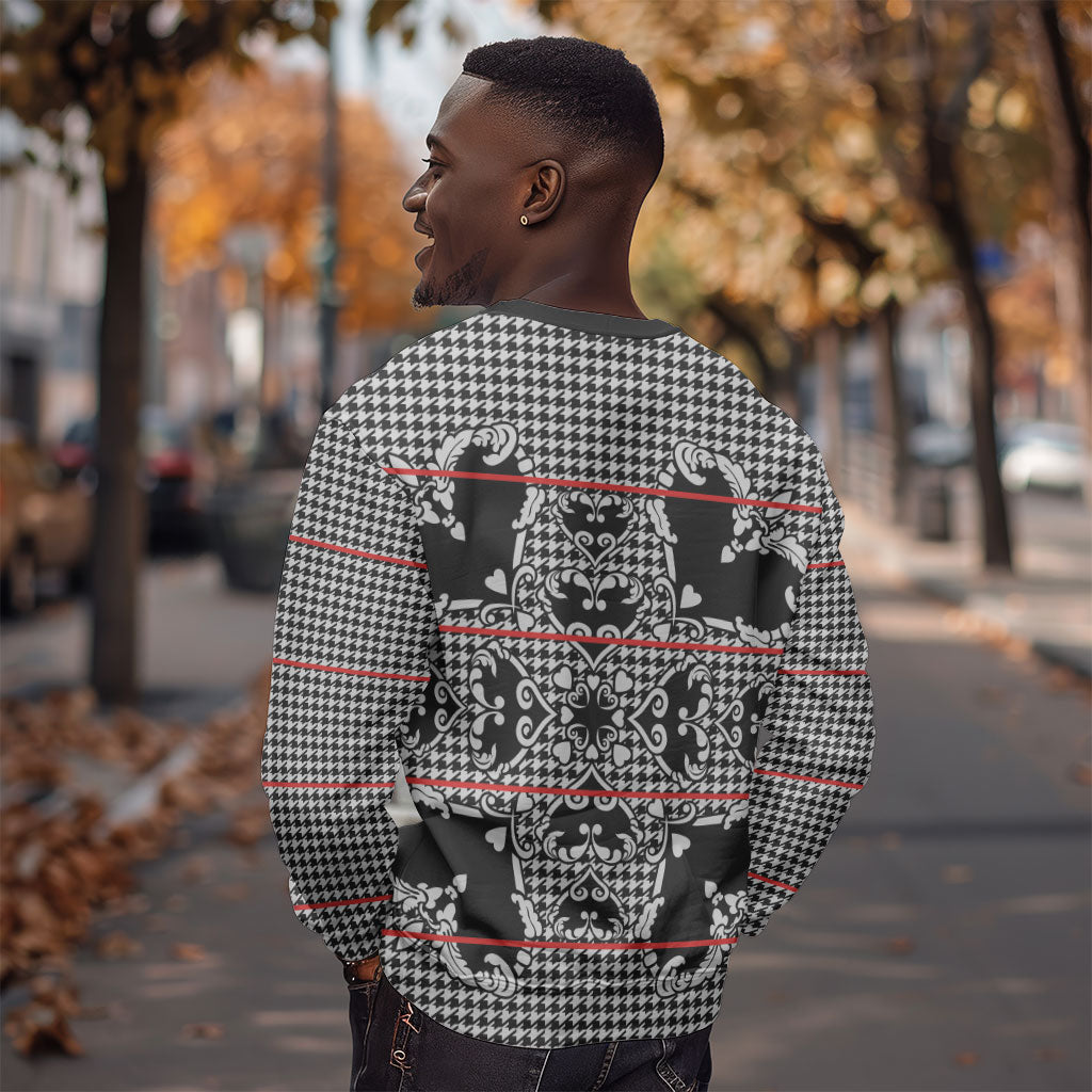 Charcoal Black Hearts Crown Traditional Geometry Sweatshirt Seanamarena Basotho Blanket Inspired
