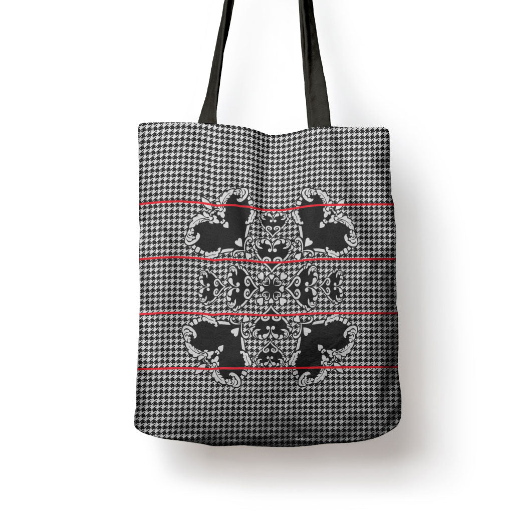Charcoal Black Hearts Crown Traditional Geometry Tote Bag Seanamarena Basotho Blanket Inspired