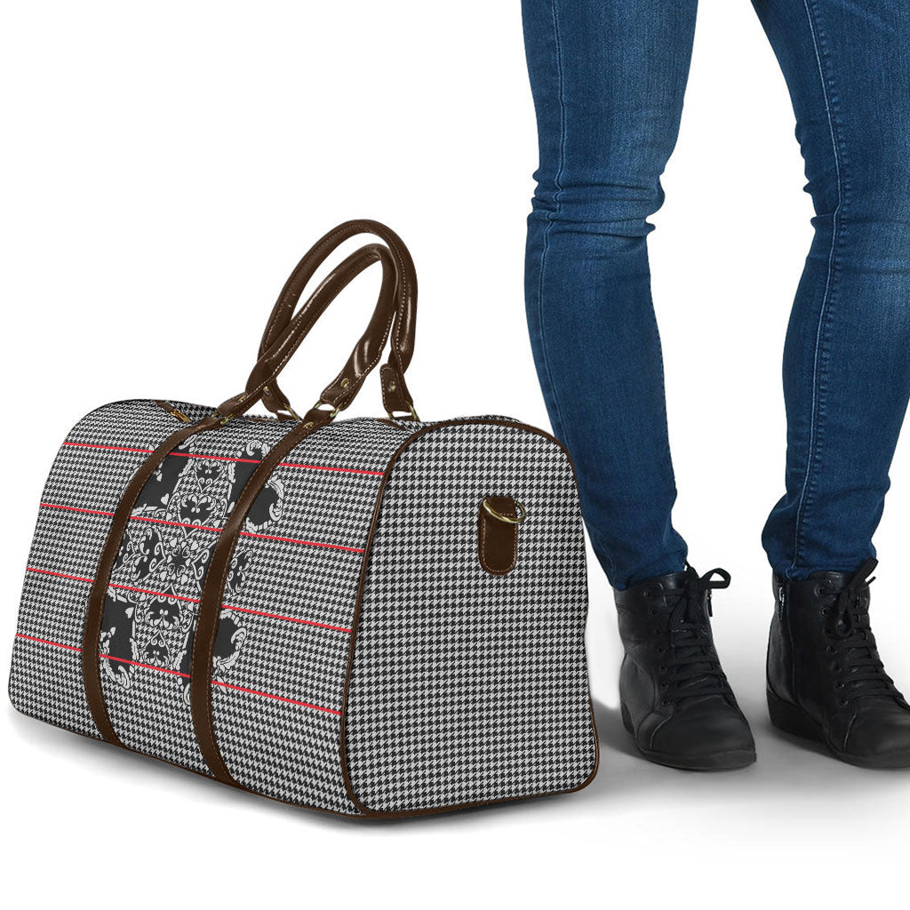 Charcoal Black Hearts Crown Traditional Geometry Travel Bag Seanamarena Basotho Blanket Inspired