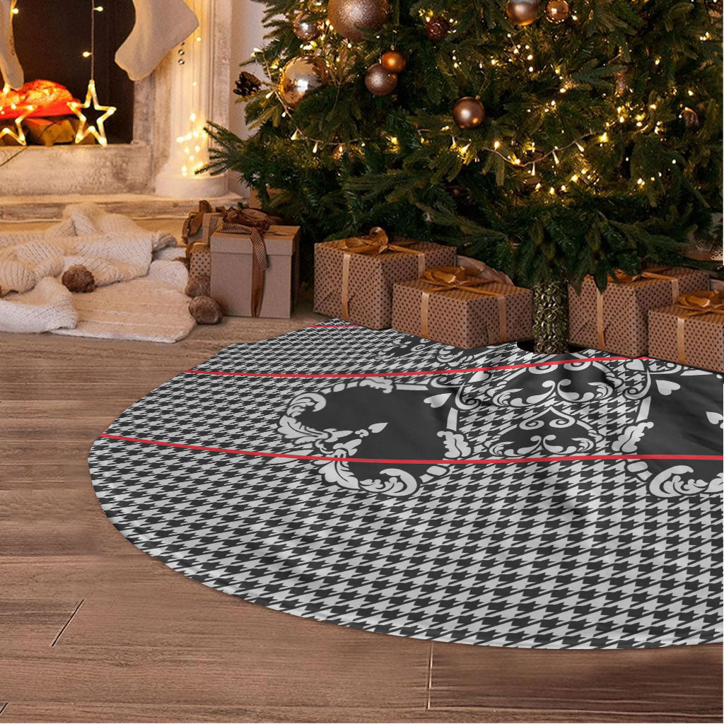 Charcoal Black Hearts Crown Traditional Geometry Tree Skirt Seanamarena Basotho Blanket Inspired