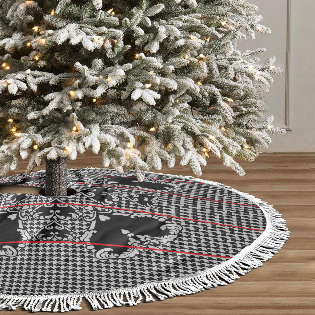 Charcoal Black Hearts Crown Traditional Geometry Tree Skirt Seanamarena Basotho Blanket Inspired