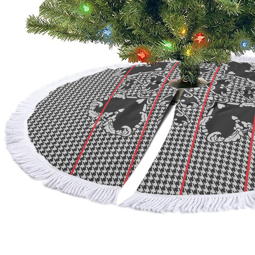 Charcoal Black Hearts Crown Traditional Geometry Tree Skirt Seanamarena Basotho Blanket Inspired