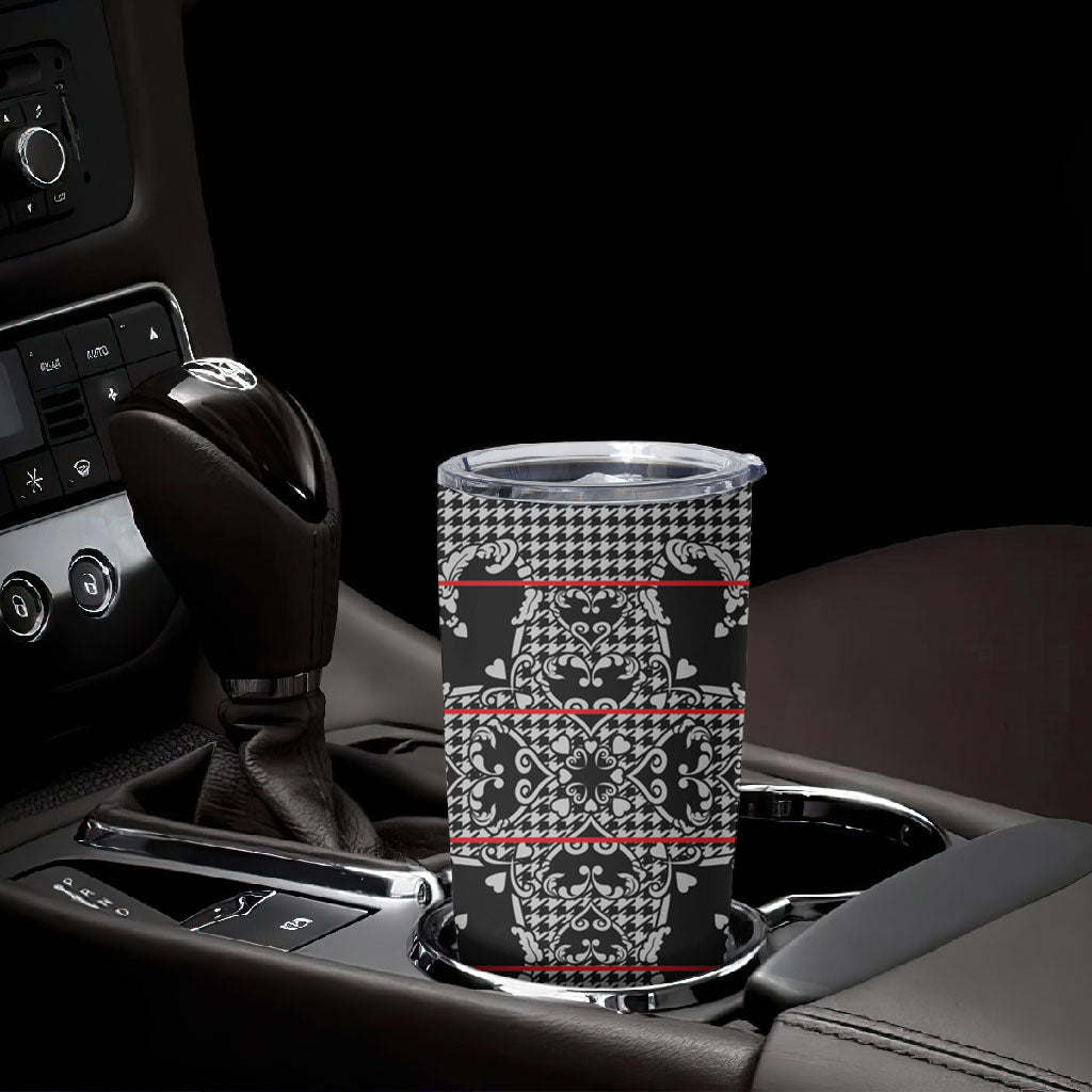 Charcoal Black Hearts Crown Traditional Geometry Tumbler Cup Seanamarena Basotho Blanket Inspired