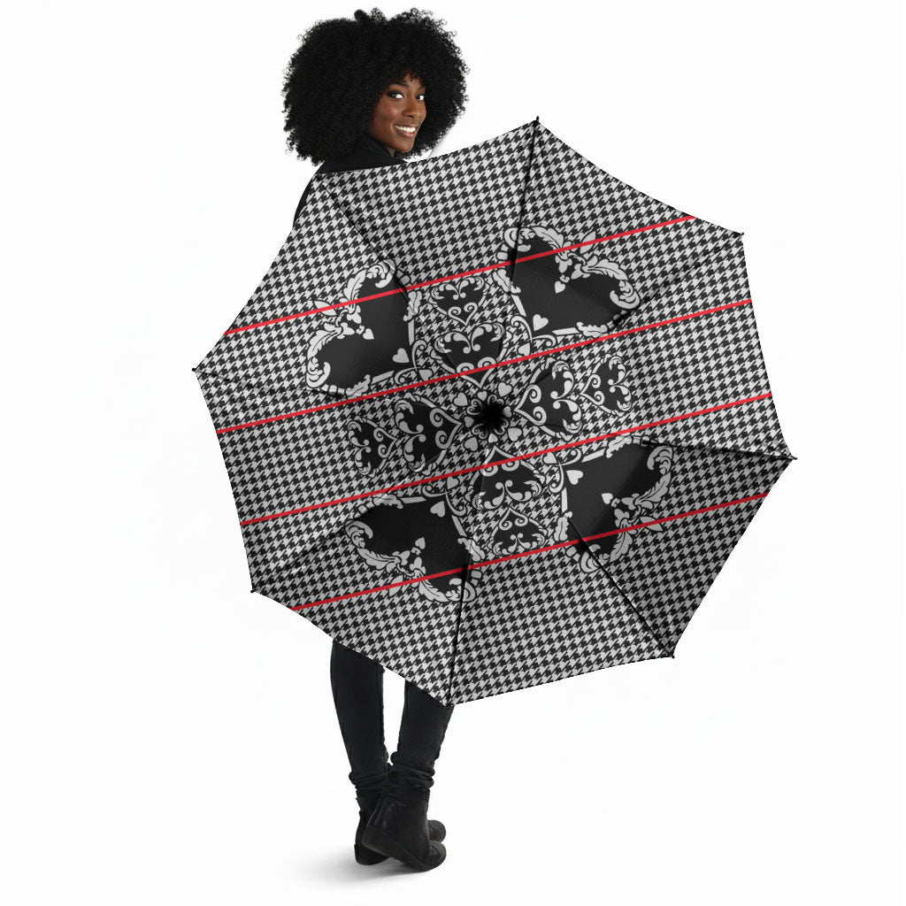 Charcoal Black Hearts Crown Traditional Geometry Umbrella Seanamarena Basotho Blanket Inspired