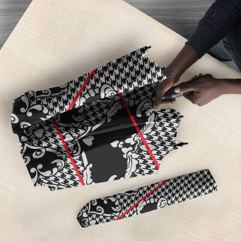 Charcoal Black Hearts Crown Traditional Geometry Umbrella Seanamarena Basotho Blanket Inspired